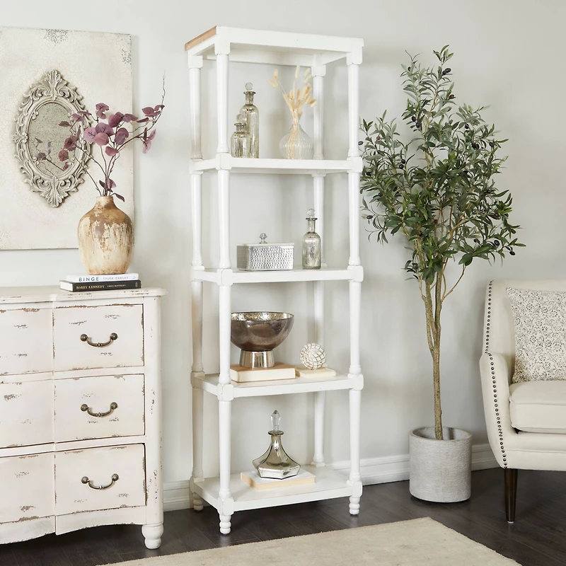 White Farmhouse Shelving Unit, 23" x 13" x 72"