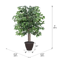 4ft. Artificial Ficus Bush with Brown Plastic Container
