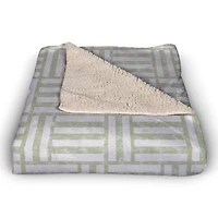 Sage Green Crosshatch Pattern Sherpa Fleece Blanket