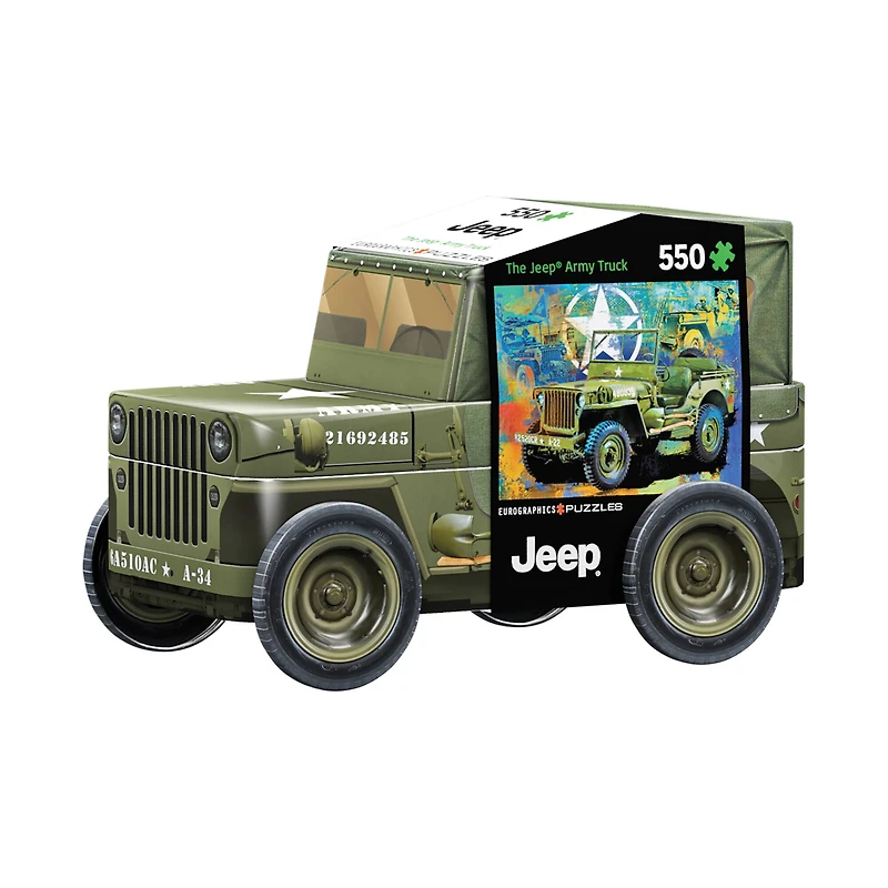 The Jeep Army Truck Collectible Shaped Tin Puzzle: 550 Pcs