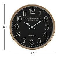 16" Black Metal Traditional Wall Clock