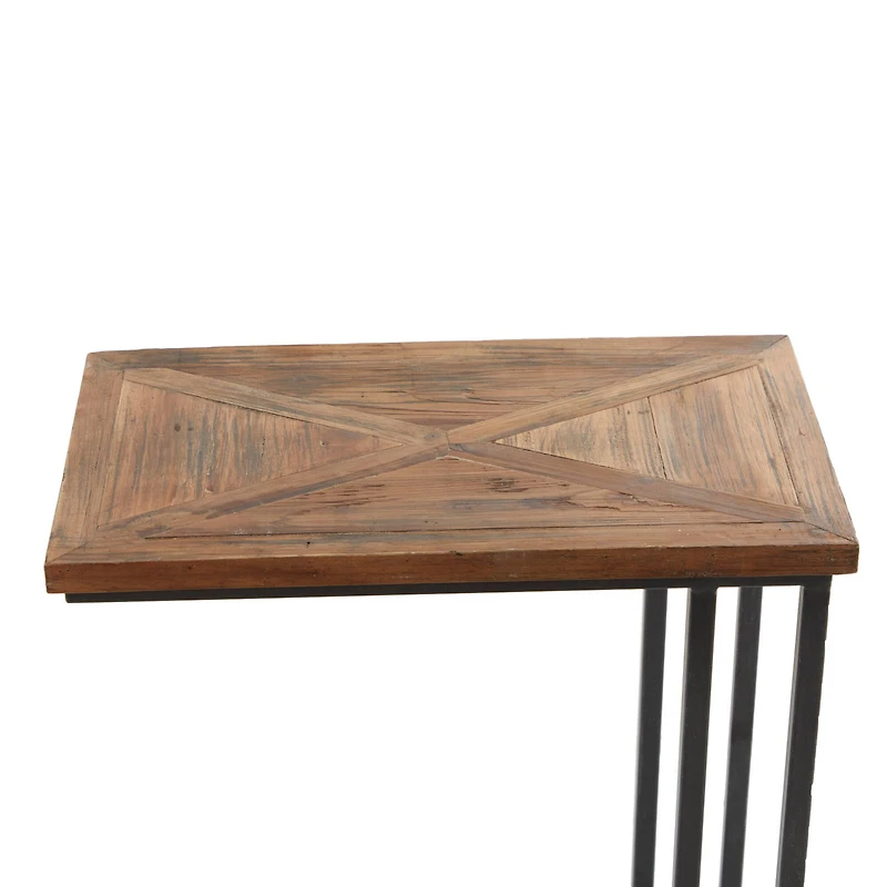 Brown Metal Rustic Accent Table 26" x 19" x 11"
