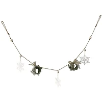 4.75ft. Snowflake & Frosted Pine with Wooden Beads Christmas Garland