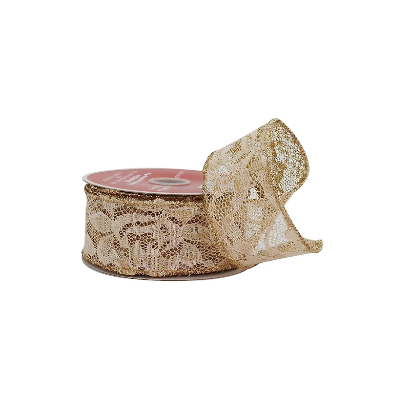 1.5" x 30ft. Linen Lace Wired Ribbon by Celebrate It®