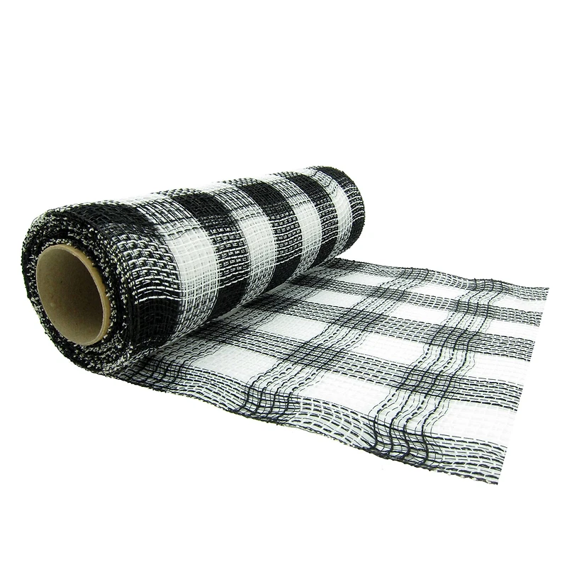 10" x 19ft. Black & White Buffalo Check Mesh by Celebrate It™