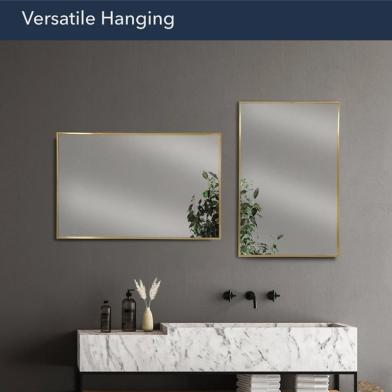 Head West Brassy Gold Spectrum Metal Rectangular Bathroom Vanity Mirror
