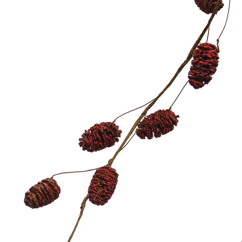Hello Honey® 6ft. Red Glitter Natural Pinecone Garland
