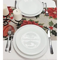 Wizardi 13.75" x 67" Festive Poinsettias Christmas Table Runner