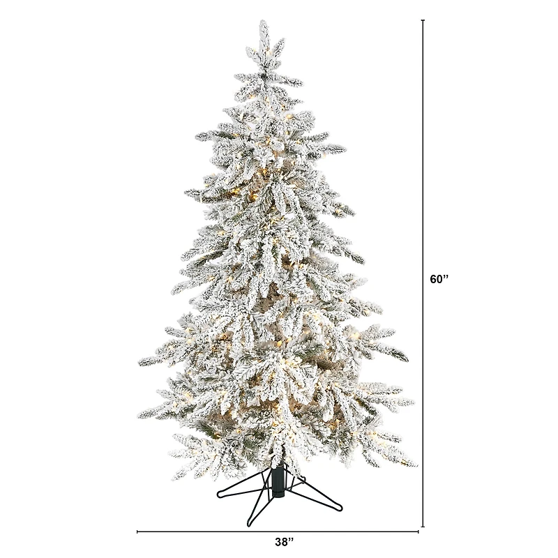 5ft. Pre-Lit Flocked Grand Northern Rocky Fir Artificial Christmas Tree, Warm White Micro LED Lights