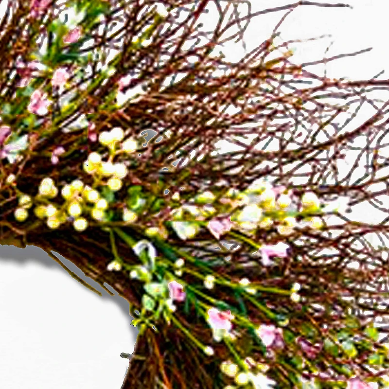 24" Spring Light Pink & Cream Forsythia Wreath