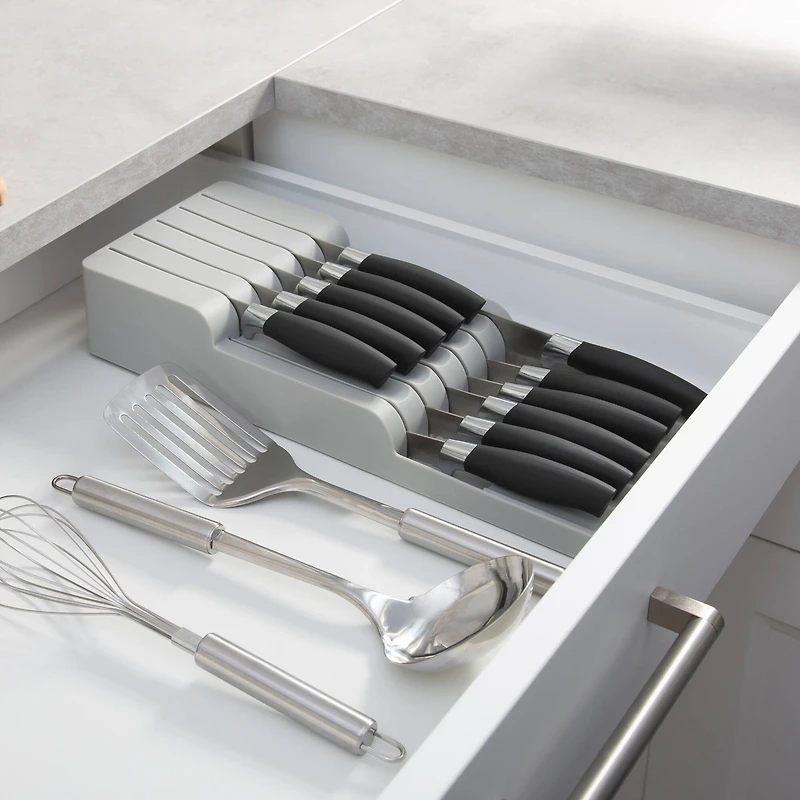Kitchen Details 2-Tier Gray In-Drawer Knife Organizer