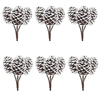 Brown & White Flocked Pinecone Stem Bundle, 6ct.
