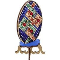 Wonderland Crafts Blue Plaid Easter Egg Cross Stitch on Wood Kit