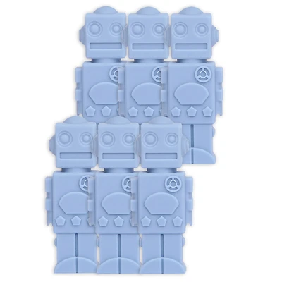 The Pencil Grip Light Blue Robot Silicone Chewable Pencil Toppers, 6ct.