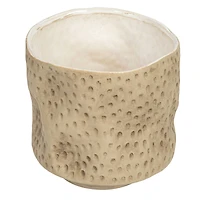Hello Honey® 6" Matte Khaki Round Debossed Stoneware Planter