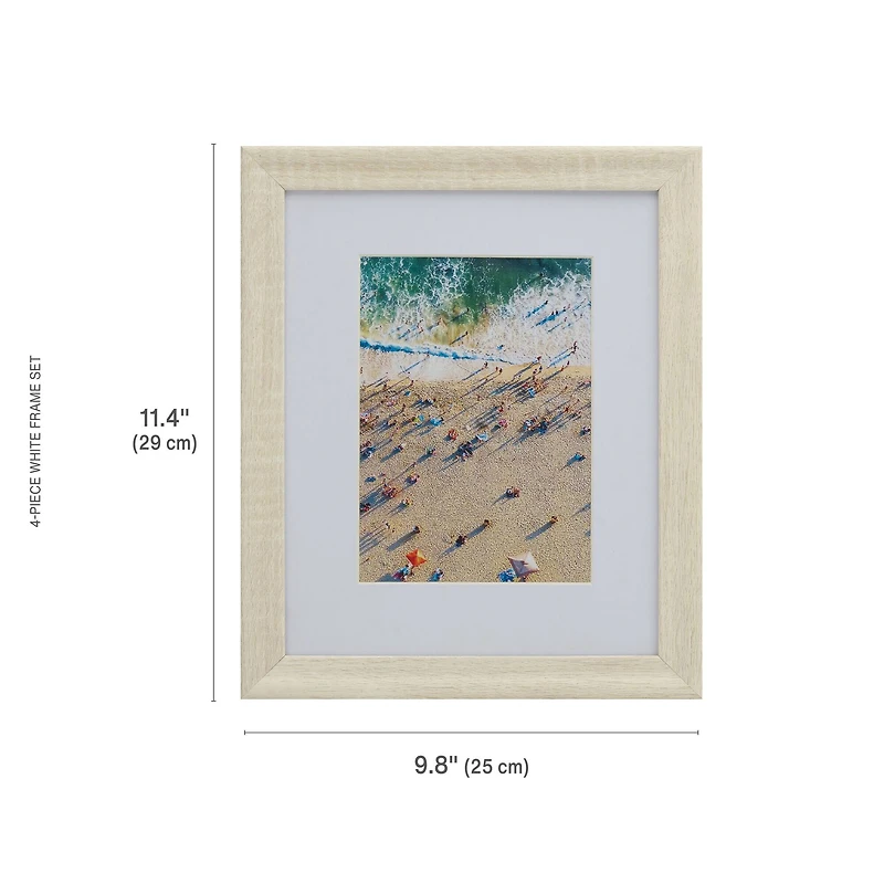 Melannco 4 Pack White Woodgrain 5" x 7" Wall Frames with Mat