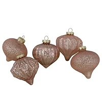 Finial and Glass Ball Christmas Ornaments - 3.25" - Blush Pink - Set of 12