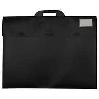 JAM Paper Black Thin Portfolio File Carry Cases with Handles Set