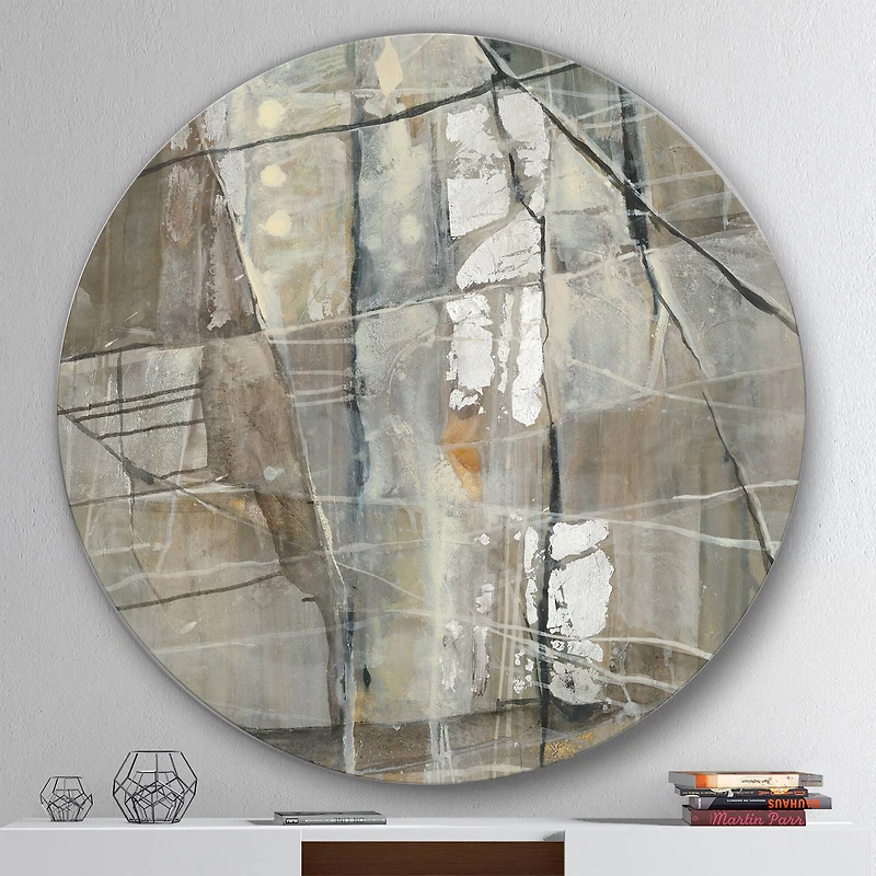 Designart - Grey Silver Geometric Composition