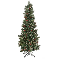 7.5ft. Pre-lit Artificial Meadowlark Pencil Hinged Tree, Clear Lights