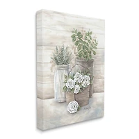 Stupell Industries Country Succulents Botanicals Rustic Jar Canvas Wall Art