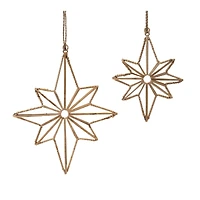Rattan Wrapped Metal Star Ornaments Set