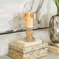 11" Brown Glass Traditional Hurricane Candle Holder