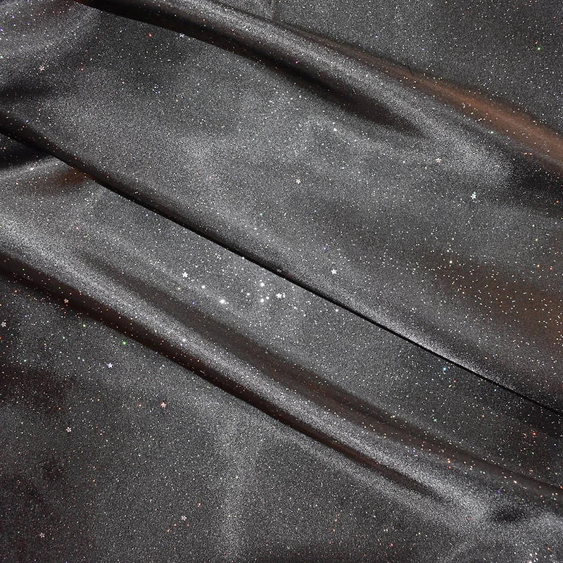 Feldman Star Black Glitter Satin