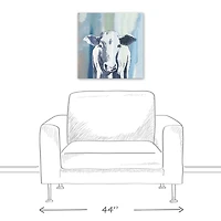 Navy Cow Sketch 20" x 20" Canvas Wall Art