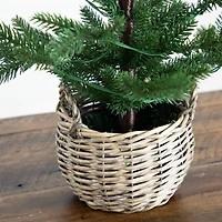 1.5ft. Pre-Lit Artificial Mini Christmas Tree in Basket with 20 Warm White LED Lights