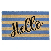 Natural Coir Striped Hello Doormat