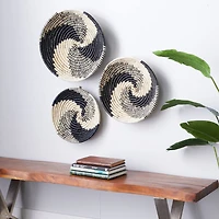 Set of 3 Black Wood Boho Style Wall Decor 20", 18