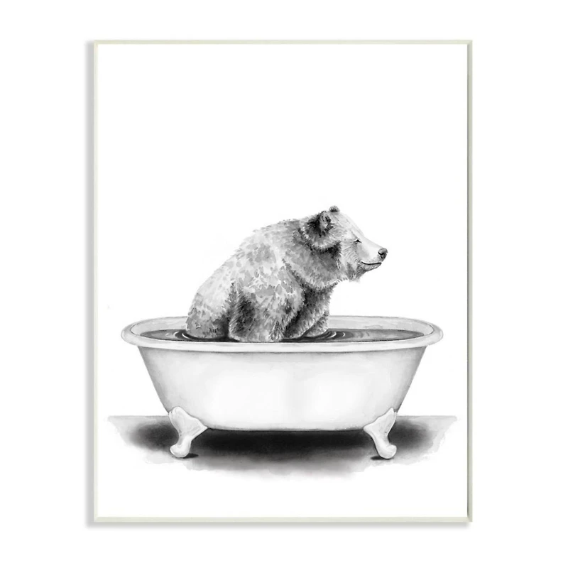 Stupell Industries Bear in a Tub Drawing Wall Plaque