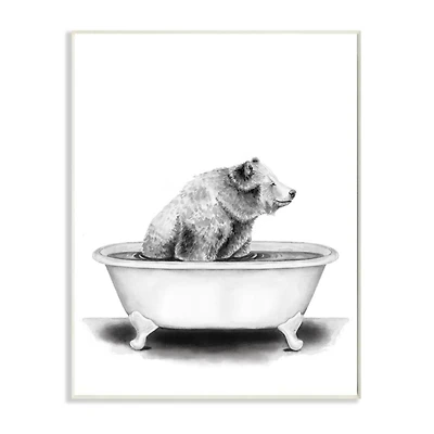 Stupell Industries Bear in a Tub Drawing Wall Plaque