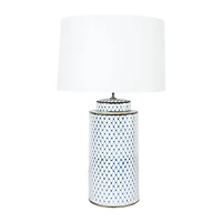 Hello Honey® 28" Indigo & White Ceramic Table Lamp