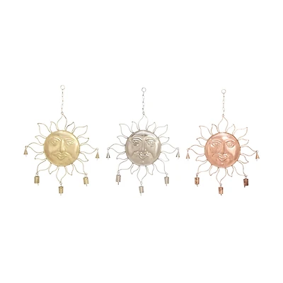 Multi Colored Metal Sun Eclectic Windchime Set
