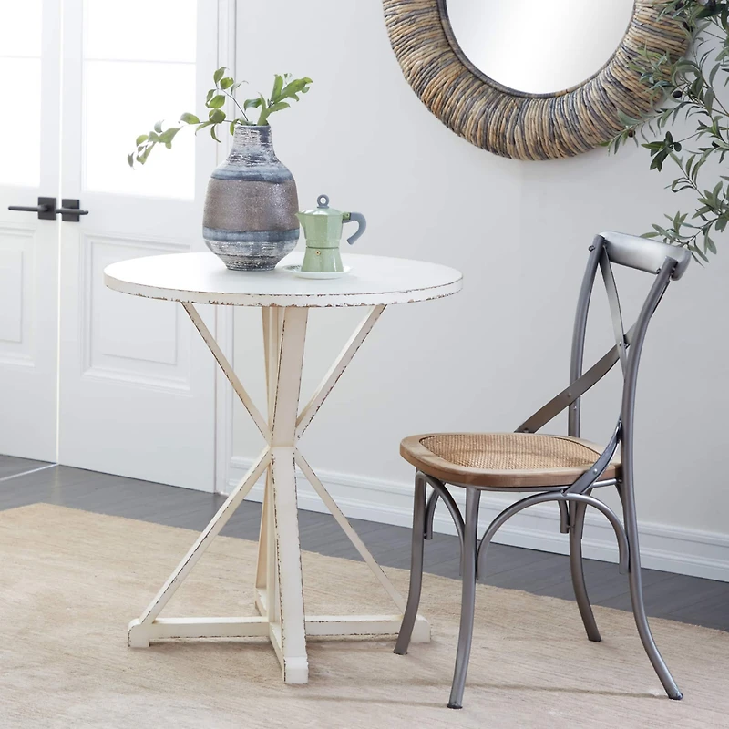 31" White Wood Farmhouse Accent Table
