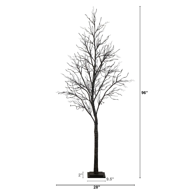 8ft. Pre-Lit Halloween Deluxe Black Twig Artificial Tree with 216 Orange & Purple LED Lights