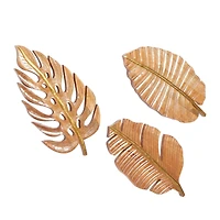 Brown Mango Wood Coastal Leaf Wall Décor Set