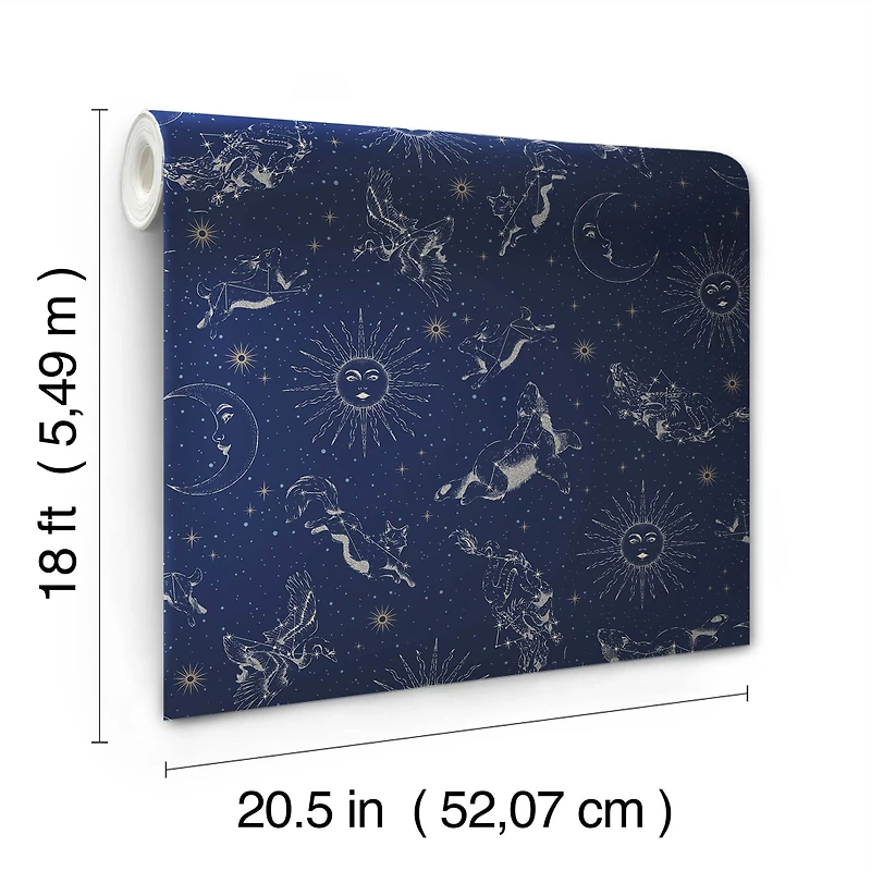 RoomMates Zodiac Dreams Navy Peel & Stick Wallpaper