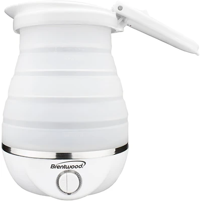 Brentwood White 0.85qt. Dual-Voltage Collapsible Travel Kettle