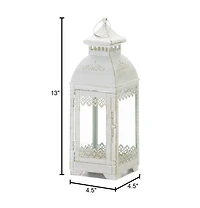 13" Rustic Metal White Lace Victorian Style Domed Lantern