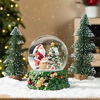 Glitzhome® 150mm Christmas Resin Lighted Musical Snowflakes Santa Waterglobe