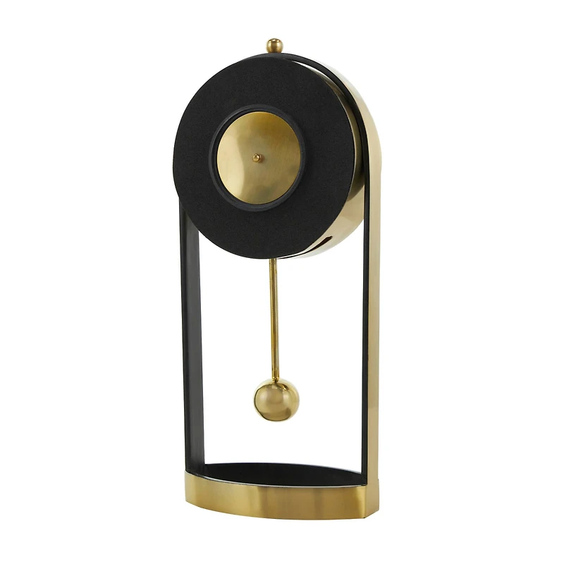 15" Gold Aluminum Tall Clock with Swinging Ball Pendulum