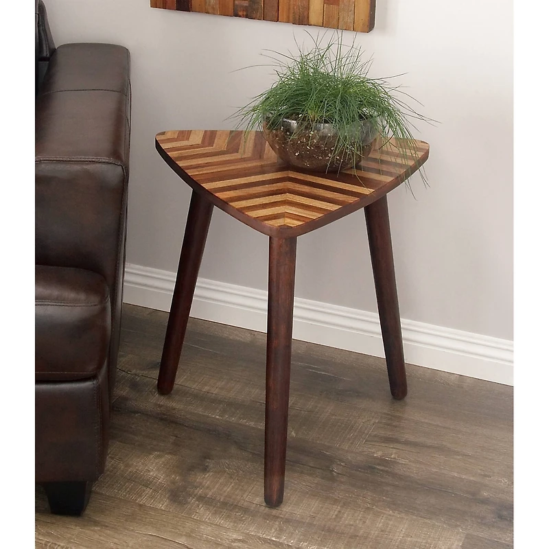 Dark Brown Mango Wood Modern Accent Table