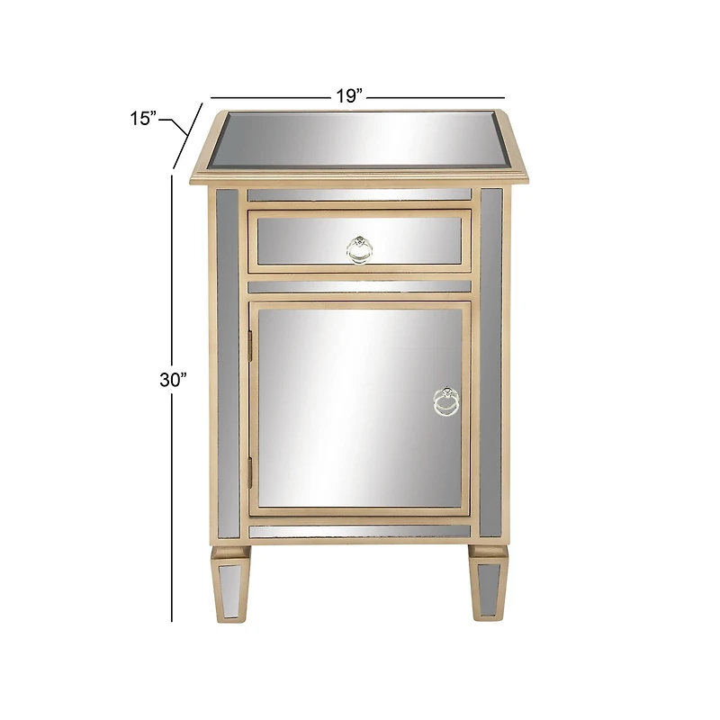 Beige Mirror Glam Cabinet, 30" x 19" x 15"