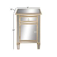Beige Mirror Glam Cabinet, 30" x 19" x 15"