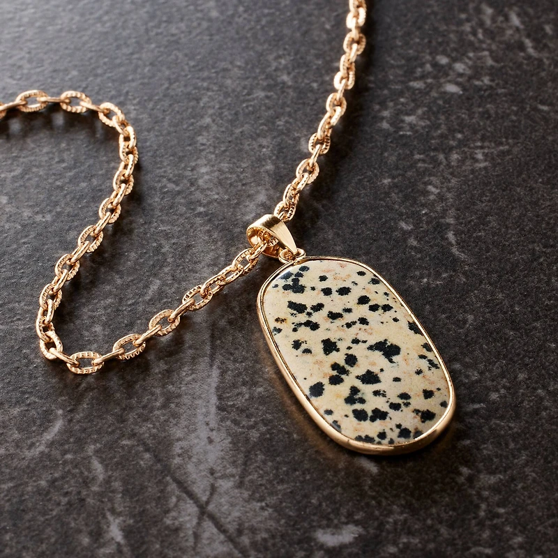 Fancy Dalmatian Jasper Oval Pendant by Bead Landing™