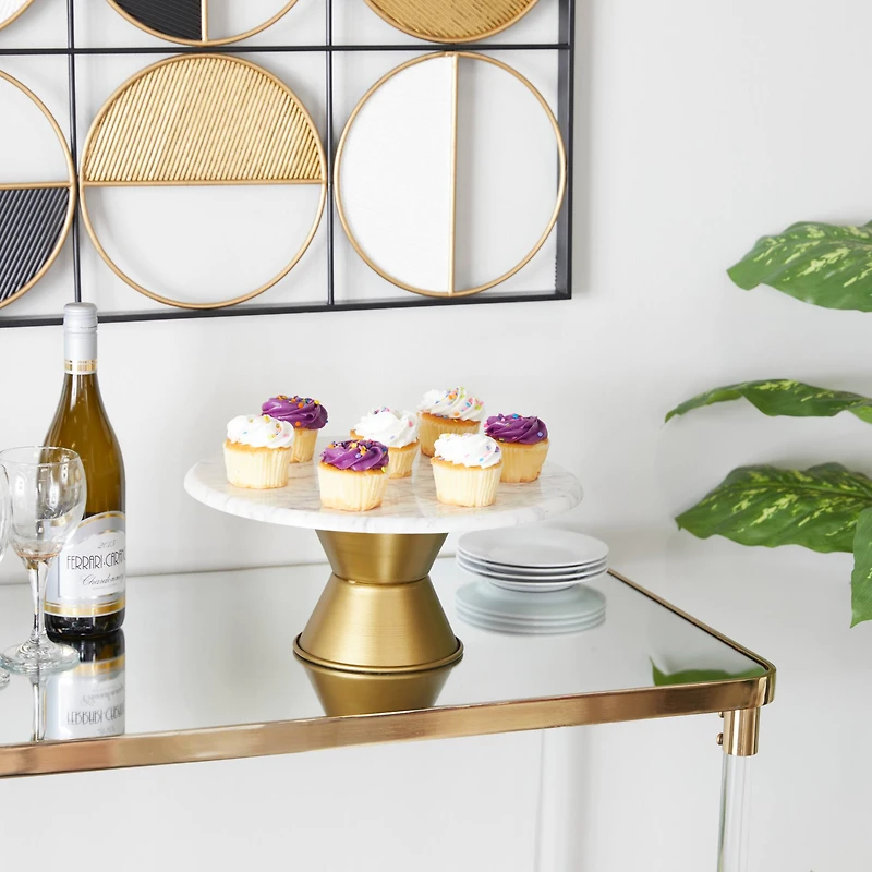 White Glam Cake Stand, 14" x 14" x 6"