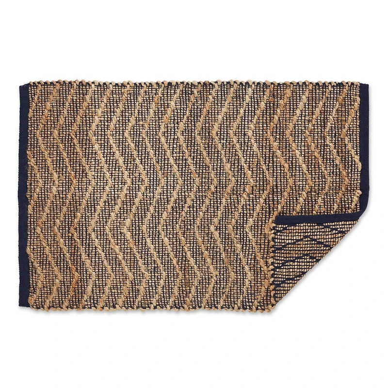 DII® French Blue with Natural Jute Chevron Hand-Loomed Rug, 2ft. x 3ft.